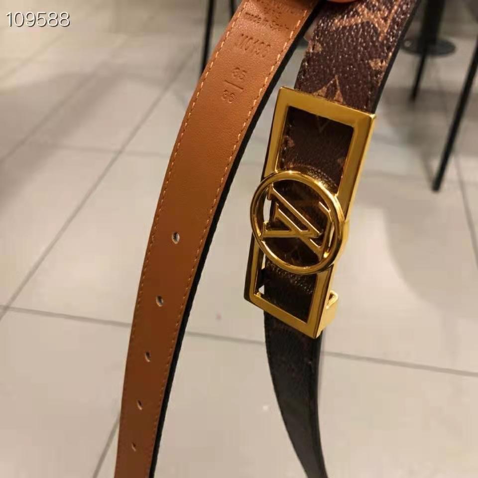 Louis Vuitton Unisex Dauphine 25mm Reversible Belt Monogram Canvas Calf-Brown