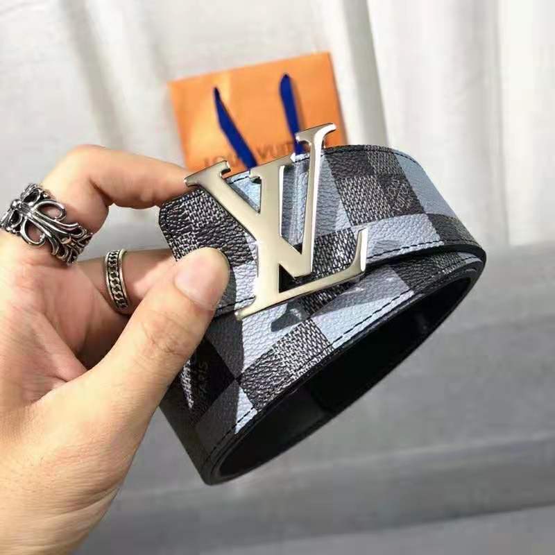 Louis Vuitton Unisex LV Initiales 40 mm Reversible Belt Damier Graphite Canvas Calf-Grey