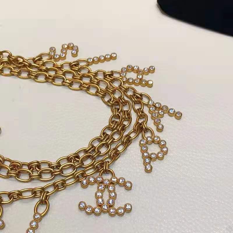 Chanel Women Paris Metal & Strass Gold & Crystal Belt