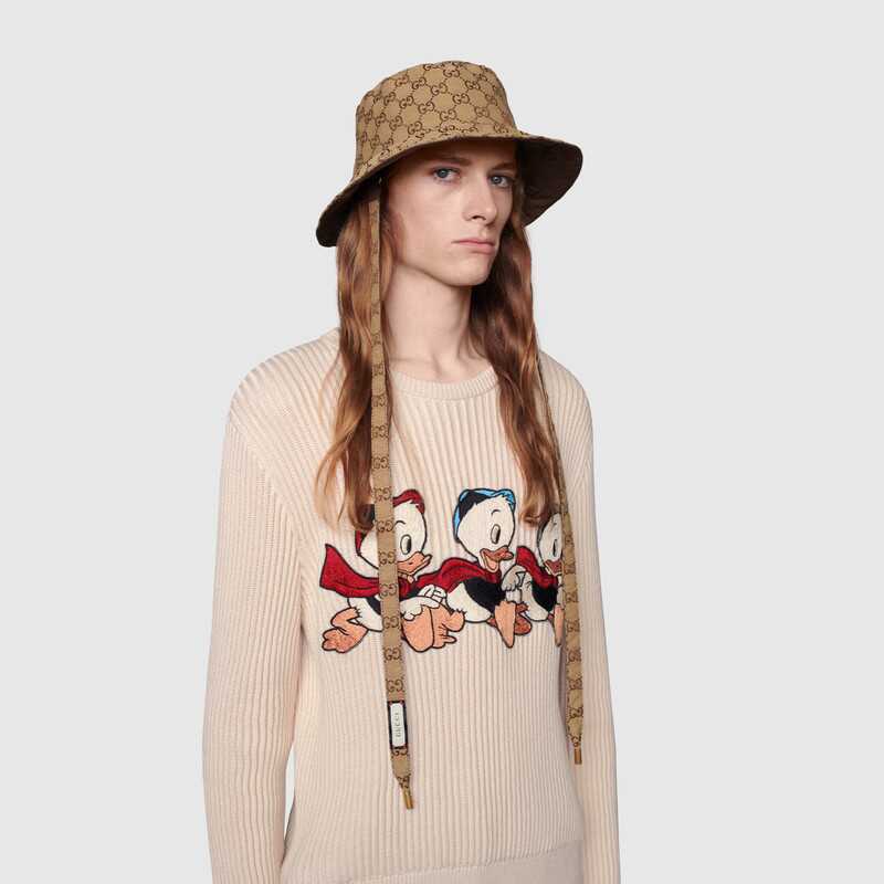 G*u*i men disney x G*u*i donald duck cotton wool sweater crewneck-white
