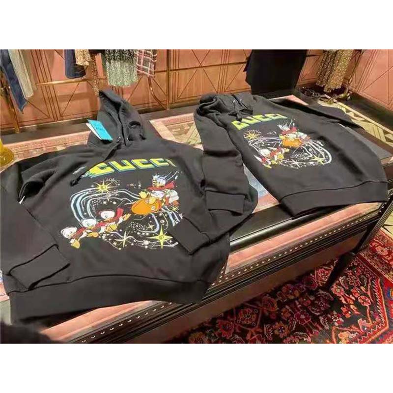 G*u*i men disney x G*u*i donald duck hooded sweatshirt fixed hood oversize fit cotton