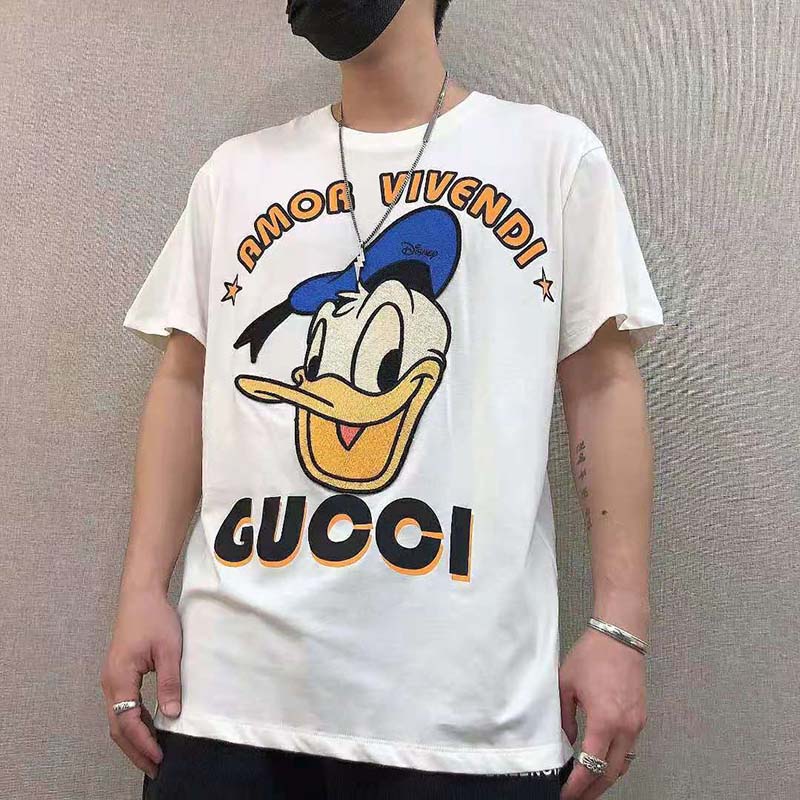 G*u*i men disney x G*u*i donald duck t-shirt cotton jersey crewneck oversize fit-white