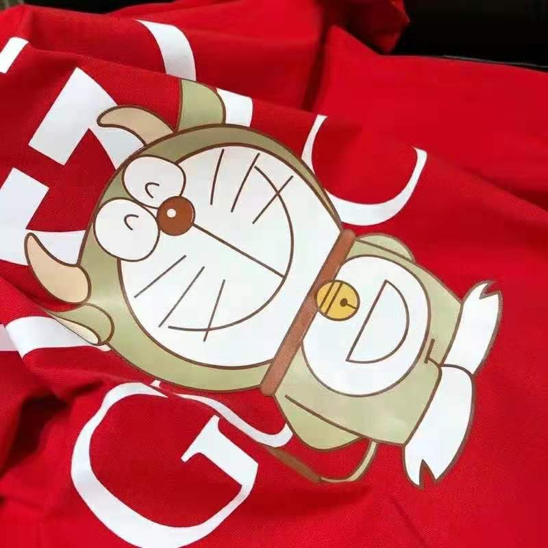 G*u*i men doraemon x G*u*i oversize t-shirt crewneck red cotton jersey