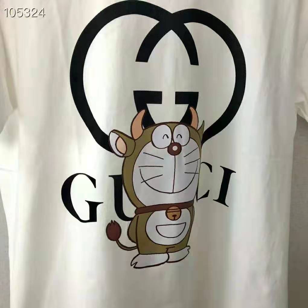 G*u*i men doraemon x G*u*i oversize t-shirt ivory cotton jersey crewneck