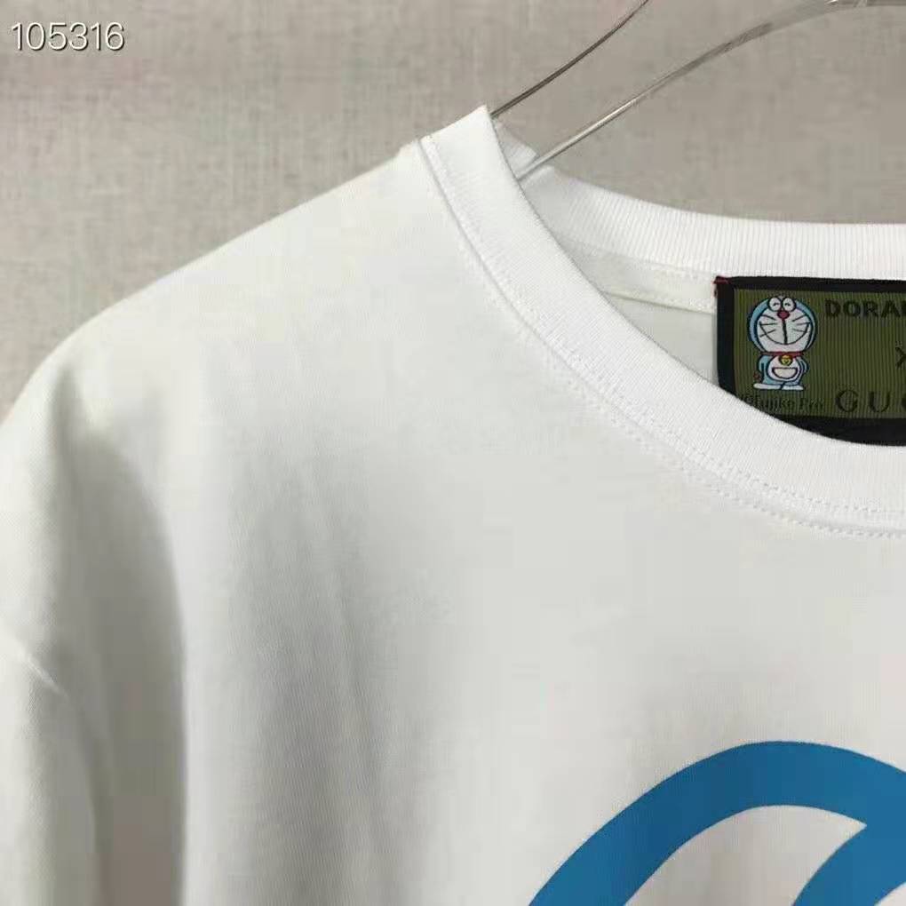 G*u*i men doraemon x G*u*i oversize t-shirt ivory cotton jersey crewneck-blue