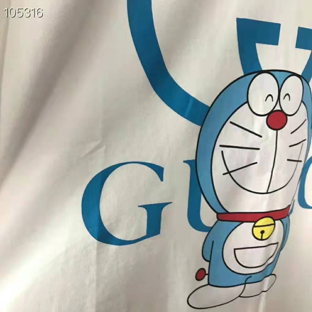 G*u*i men doraemon x G*u*i oversize t-shirt ivory cotton jersey crewneck-blue