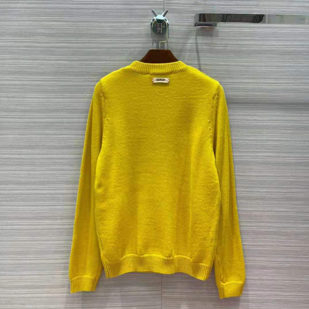 G*u*i men doraemon x G*u*i wool sweater yellow wool crewneck