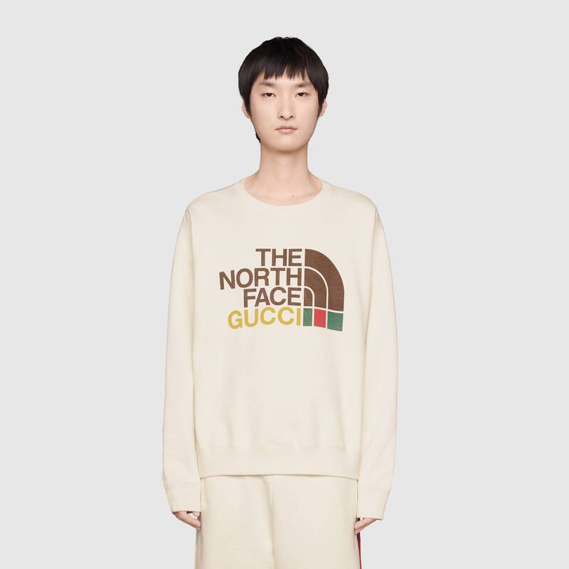 G*u*i men the north face x G*u*i cotton sweatshirt crewneck long sleeves-white