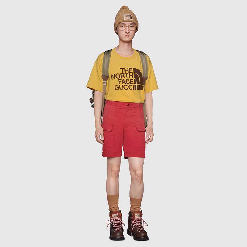 G*u*i men the north face x G*u*i oversize t-shirt cotton jersey crewneck-yellow