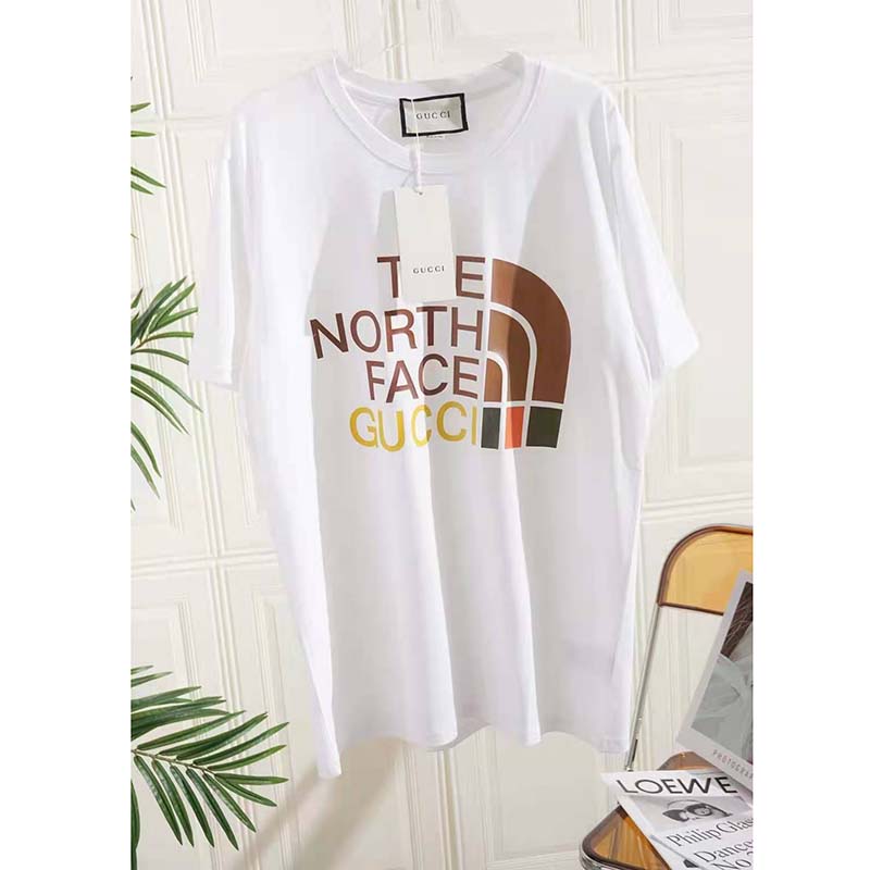 G*u*i men the north face x G*u*i print cotton t-shirt jersey crewneck short sleeves