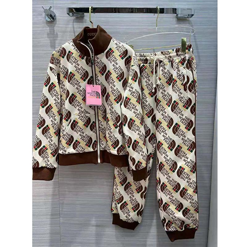 G*u*i women the north face x G*u*i web print technical jersey jacket polyester cotton