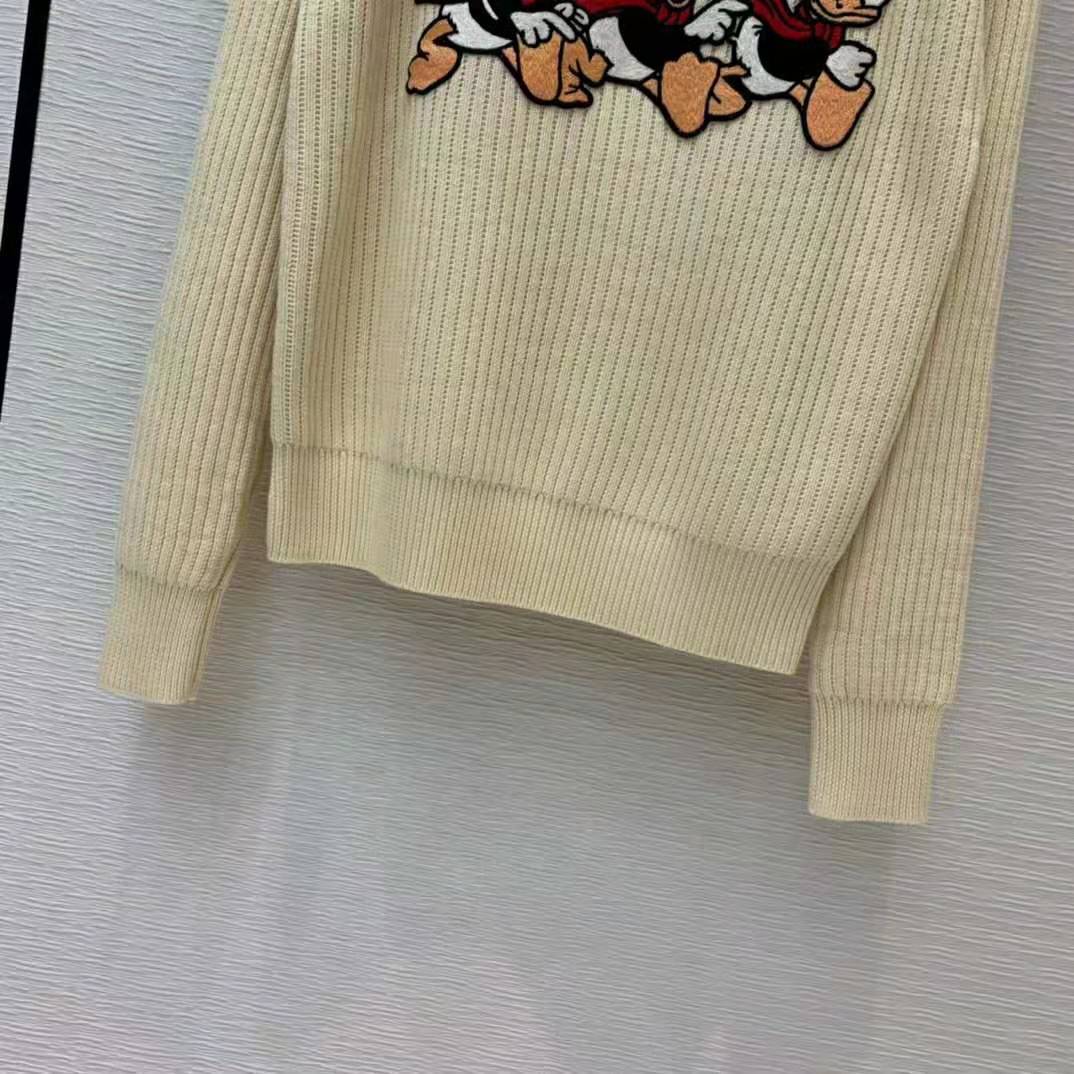 G*u*i women disney x G*u*i donald duck cotton wool sweater crewneck-white