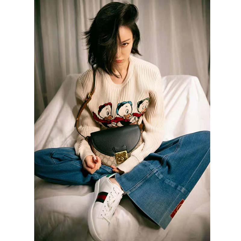 G*u*i women disney x G*u*i donald duck cotton wool sweater crewneck-white