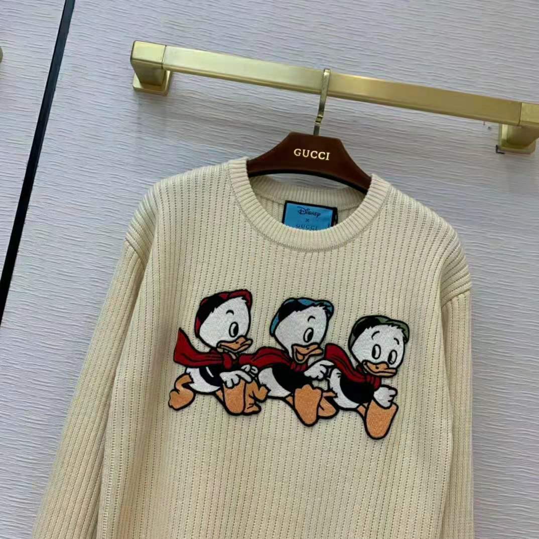 G*u*i women disney x G*u*i donald duck cotton wool sweater crewneck-white