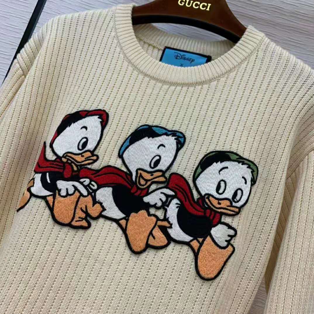 G*u*i women disney x G*u*i donald duck cotton wool sweater crewneck-white