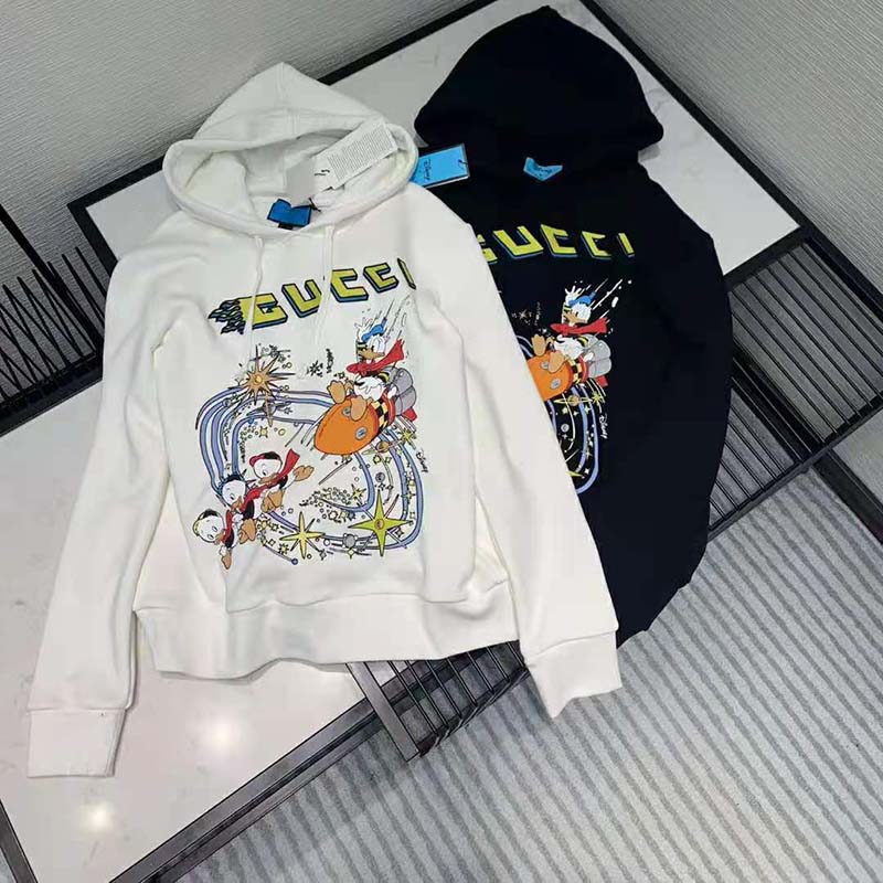 G*u*i men disney x G*u*i donald duck hooded sweatshirt fixed hood oversize fit cotton