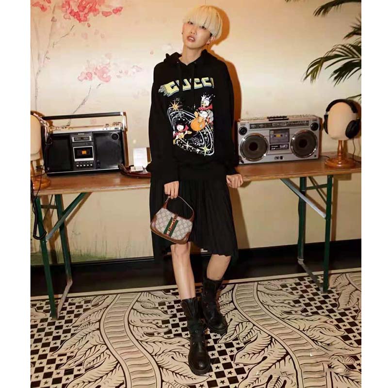 G*u*i women disney x G*u*i donald duck hooded sweatshirt fixed hood oversize fit cotton