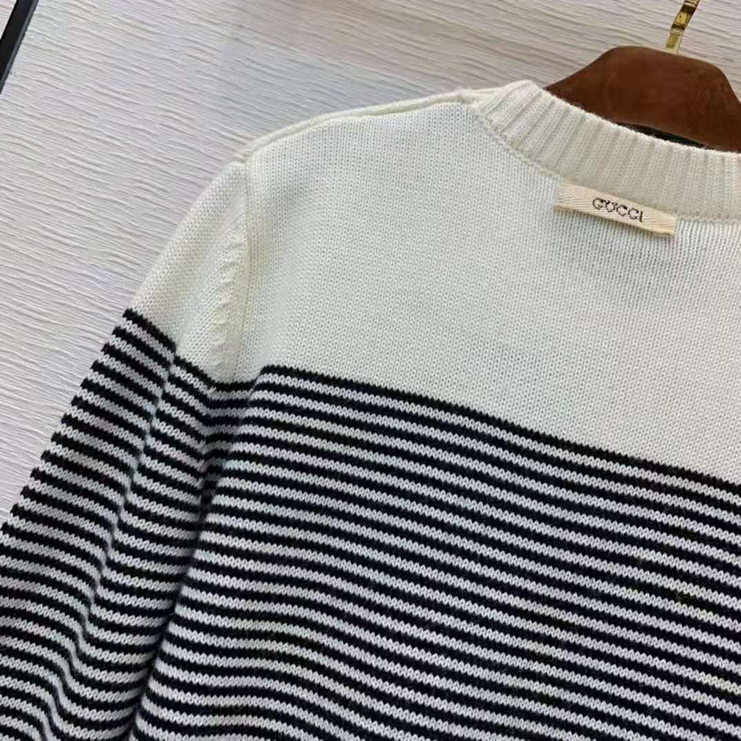 G*u*i women disney x G*u*i donald duck striped wool sweater cashmere crewneck
