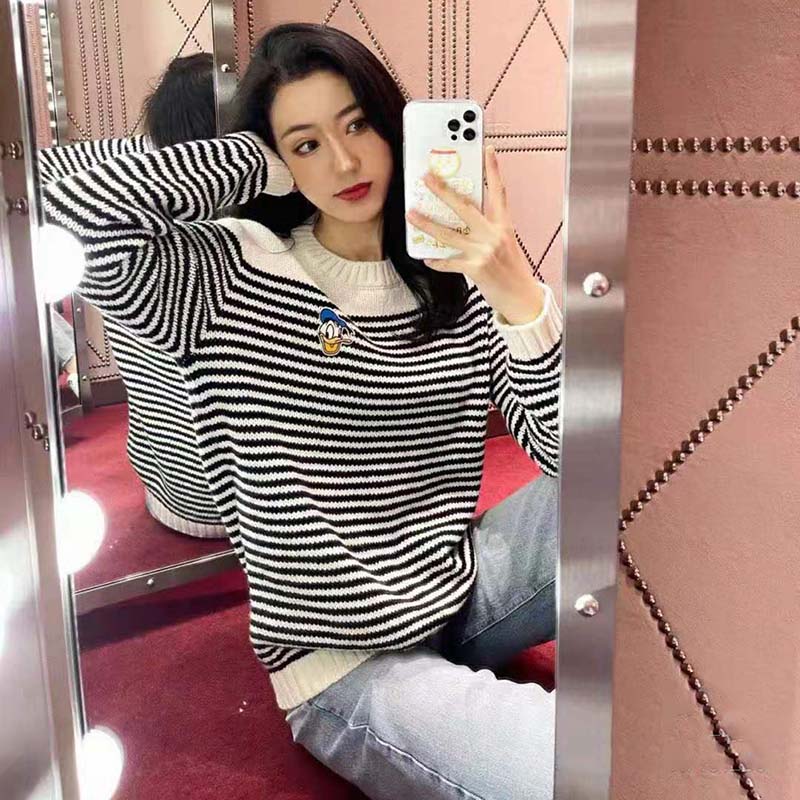 G*u*i women disney x G*u*i donald duck striped wool sweater cashmere crewneck