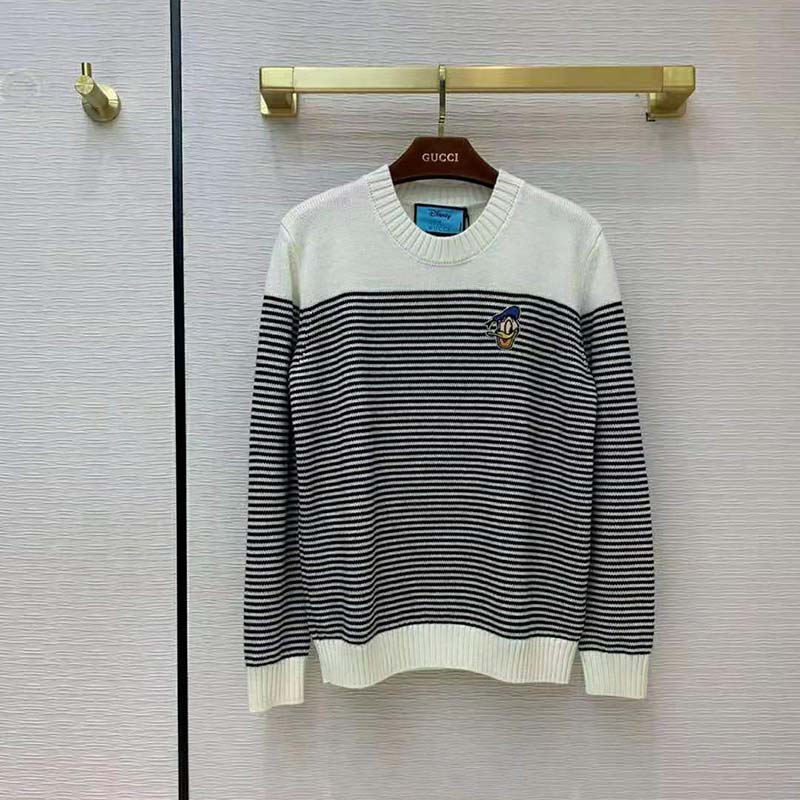 G*u*i women disney x G*u*i donald duck striped wool sweater cashmere crewneck
