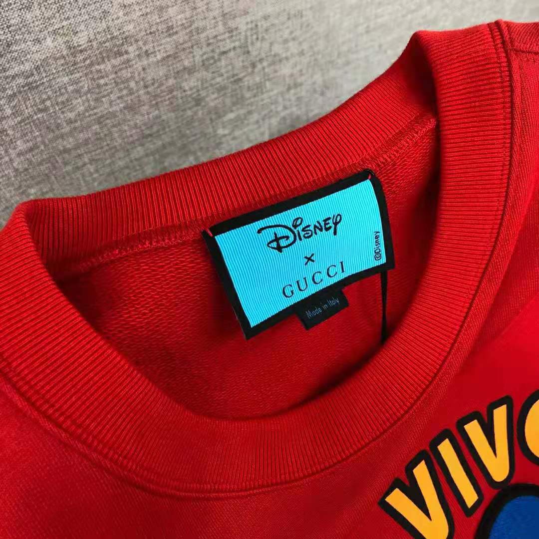 G*u*i men disney x G*u*i donald duck sweatshirt cotton crewneck oversized fit-red