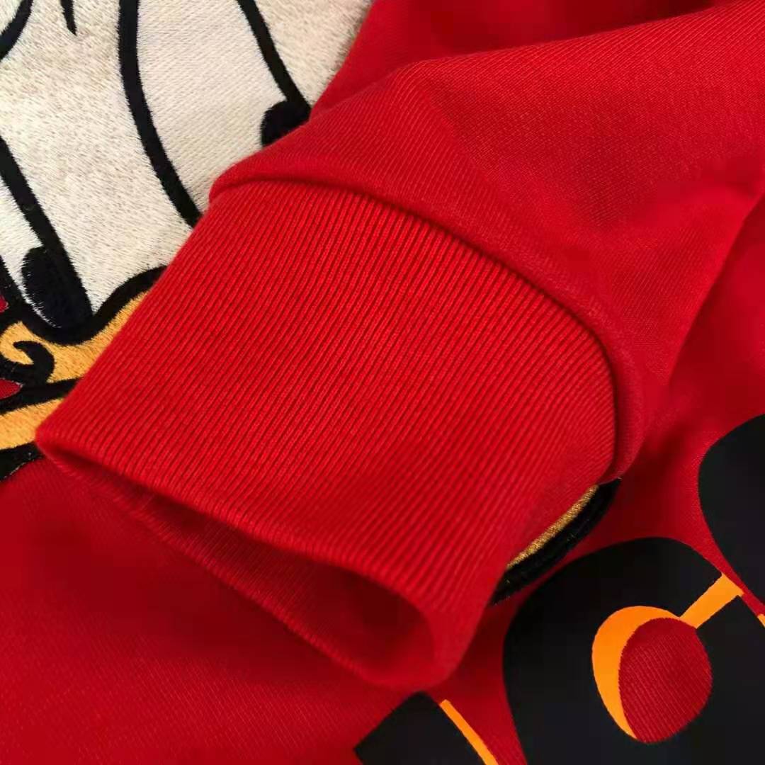 G*u*i men disney x G*u*i donald duck sweatshirt cotton crewneck oversized fit-red