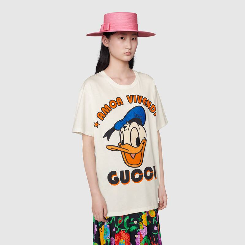 G*u*i women disney x G*u*i donald duck t-shirt cotton jersey crewneck oversize fit-white