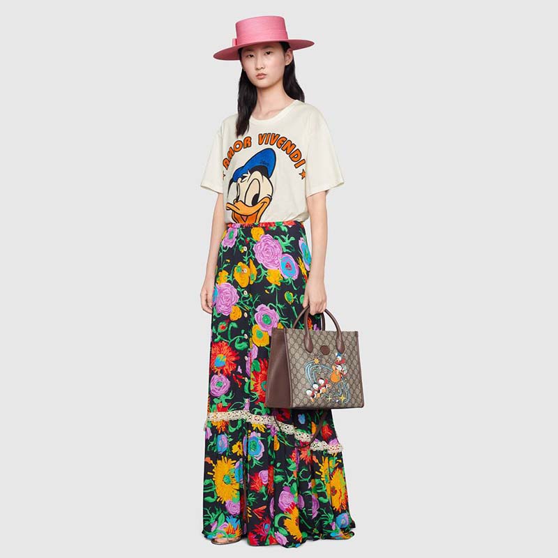 G*u*i women disney x G*u*i donald duck t-shirt cotton jersey crewneck oversize fit-white