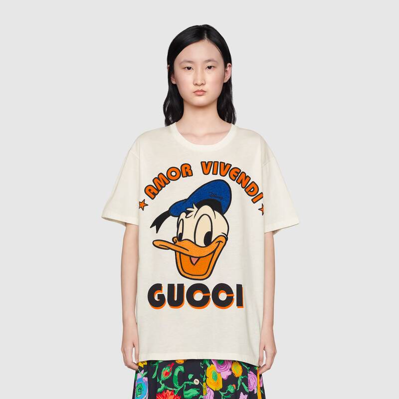 G*u*i women disney x G*u*i donald duck t-shirt cotton jersey crewneck oversize fit-white