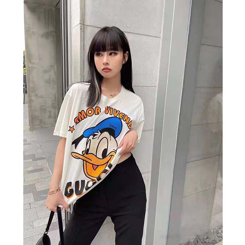 G*u*i women disney x G*u*i donald duck t-shirt cotton jersey crewneck oversize fit-white