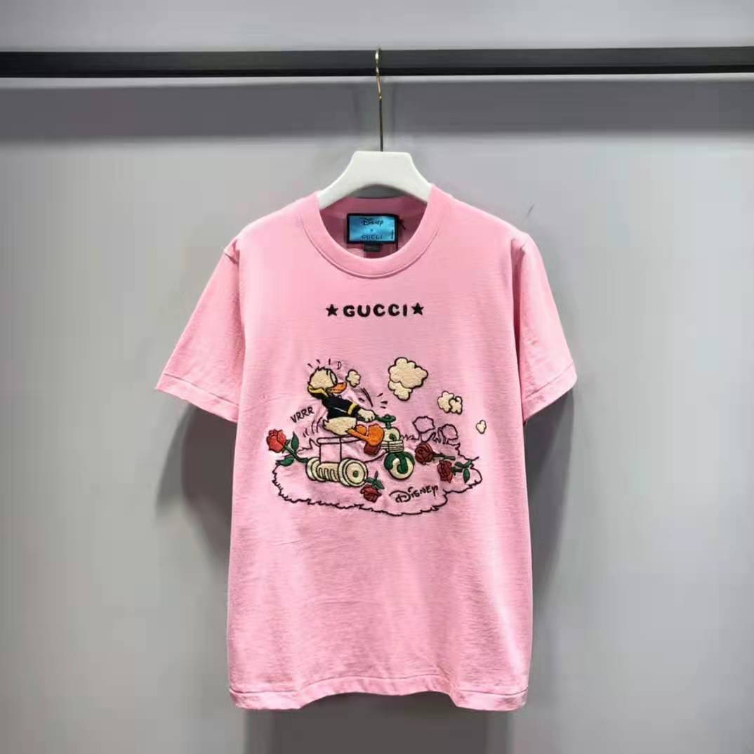 G*u*i women disney x G*u*i donald duck t-shirt cotton jersey crewneck short sleeves-pink