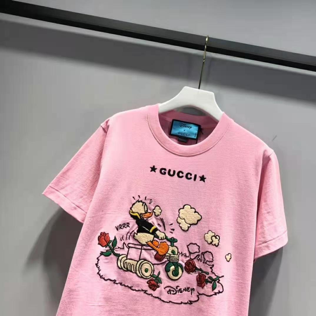 G*u*i women disney x G*u*i donald duck t-shirt cotton jersey crewneck short sleeves-pink