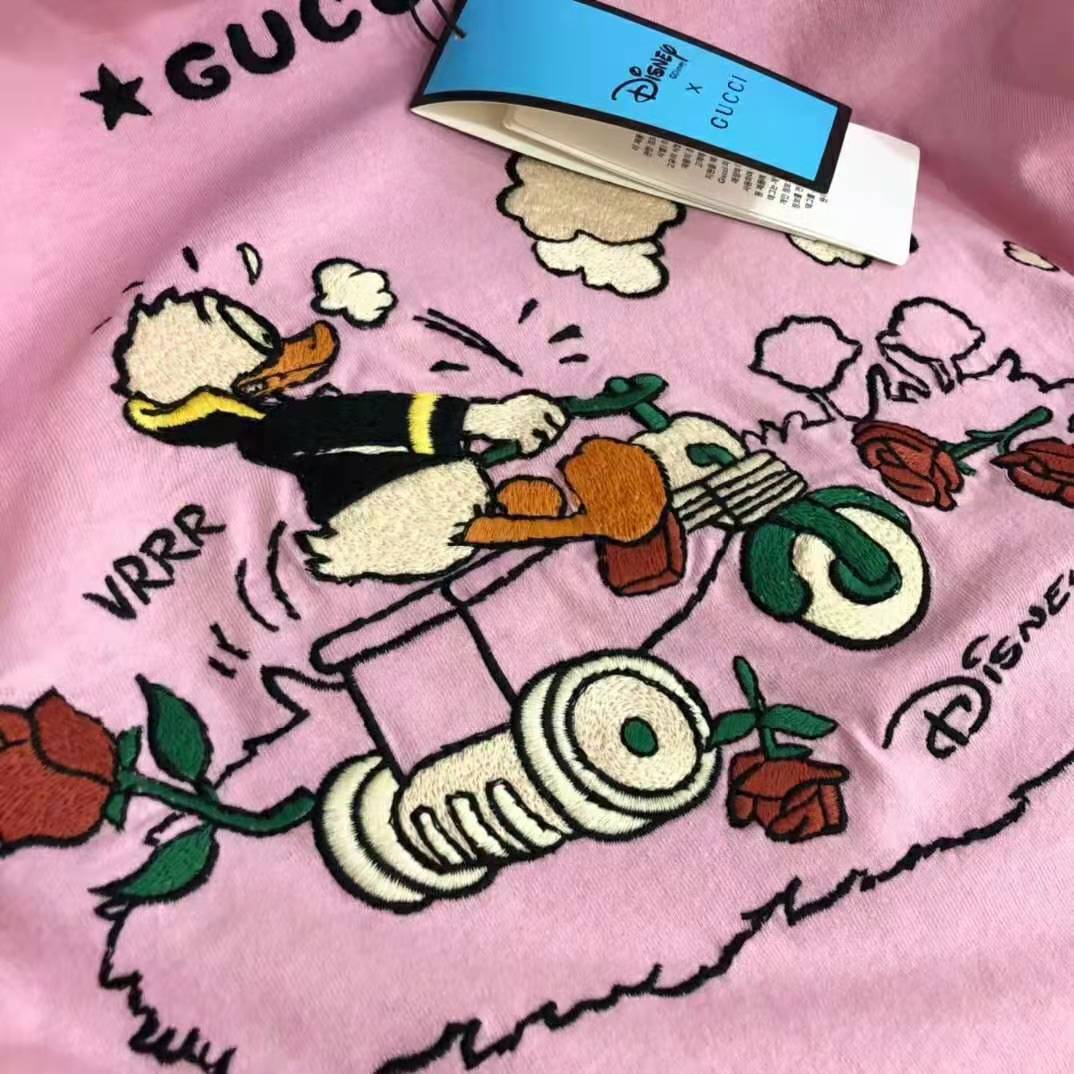 G*u*i women disney x G*u*i donald duck t-shirt cotton jersey crewneck short sleeves-pink