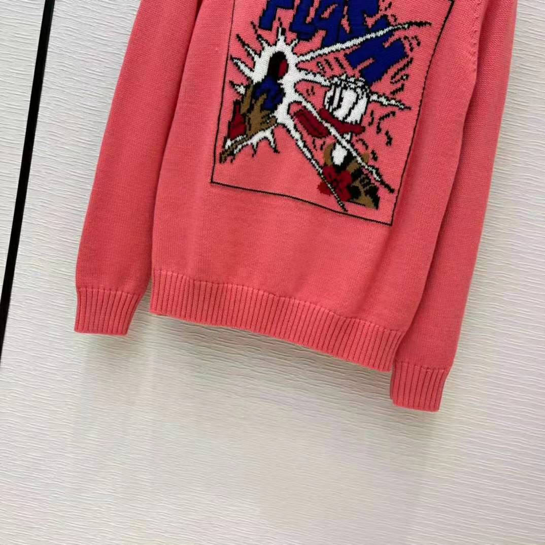 G*u*i women disney x G*u*i donald duck wool sweater crew neck-pink