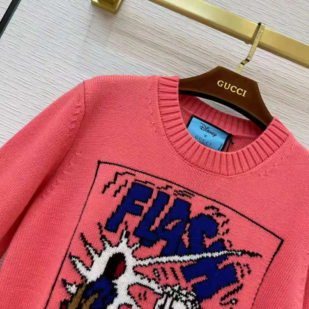 G*u*i women disney x G*u*i donald duck wool sweater crew neck-pink