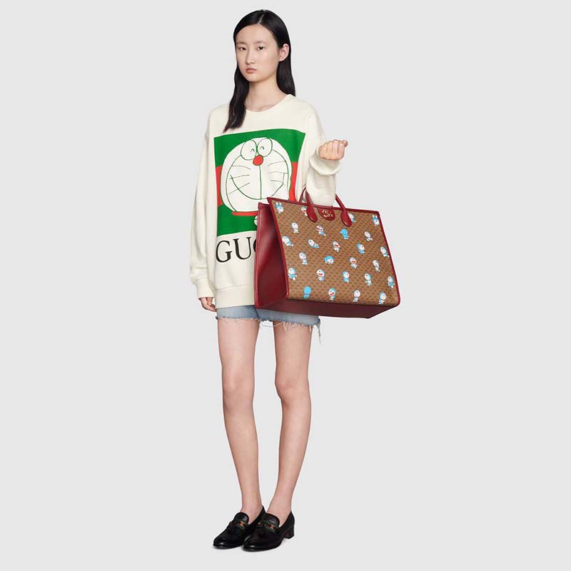 G*u*i women doraemon x G*u*i cotton sweatshirt cotton jersey crewneck oversized fit