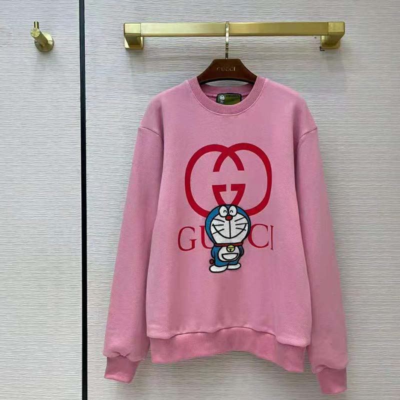 G*u*i women doraemon x G*u*i cotton sweatshirt crewneck oversized fit-pink