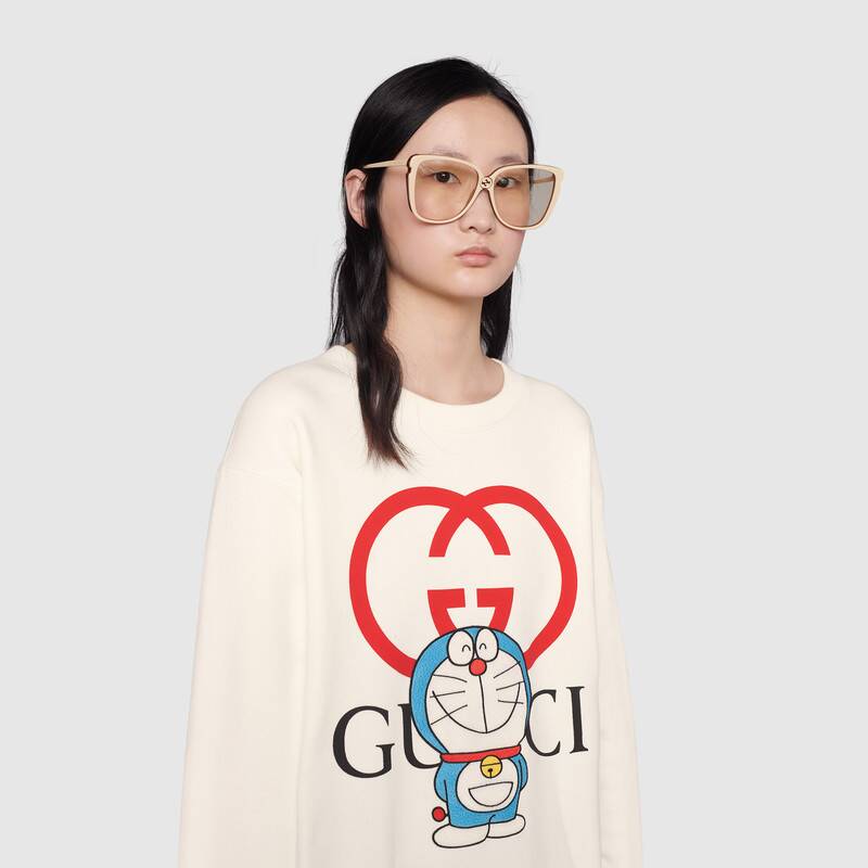 G*u*i women doraemon x G*u*i cotton sweatshirt crewneck oversized fit-white