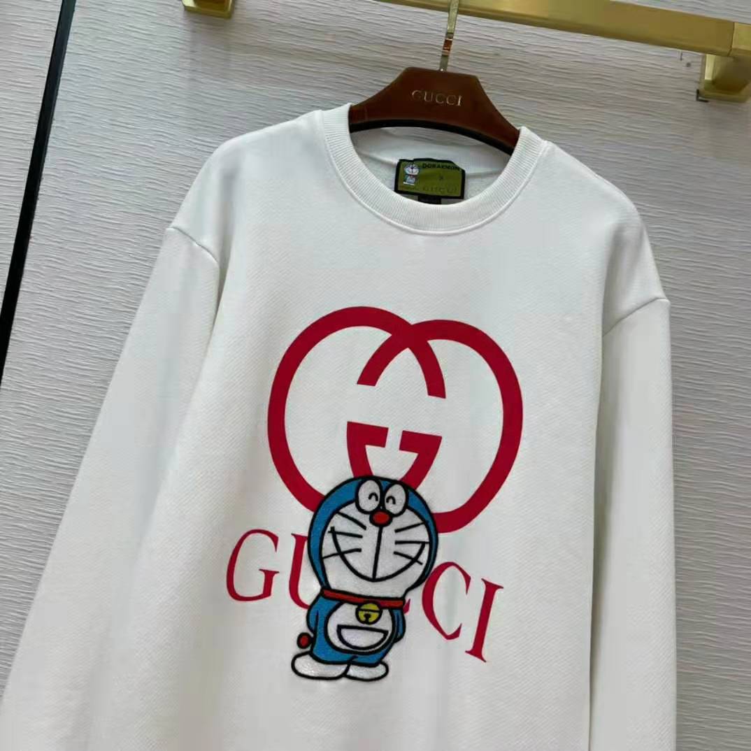 G*u*i women doraemon x G*u*i cotton sweatshirt crewneck oversized fit-white