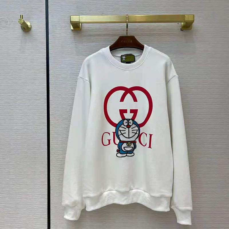 G*u*i women doraemon x G*u*i cotton sweatshirt crewneck oversized fit-white
