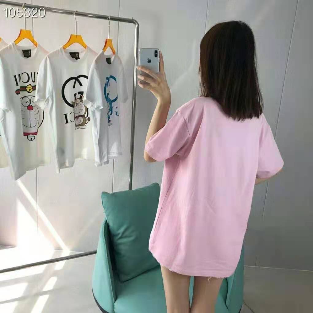 G*u*i women doraemon x G*u*i cotton t-shirt pink jersey crewneck oversize fit