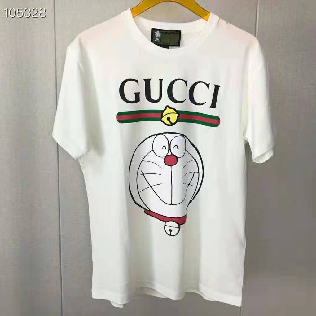 G*u*i women doraemon x G*u*i cotton t-shirt ivory jersey crewneck oversize fit
