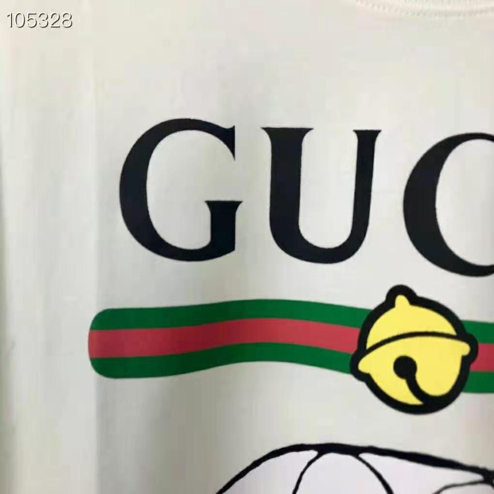 G*u*i women doraemon x G*u*i cotton t-shirt ivory jersey crewneck oversize fit