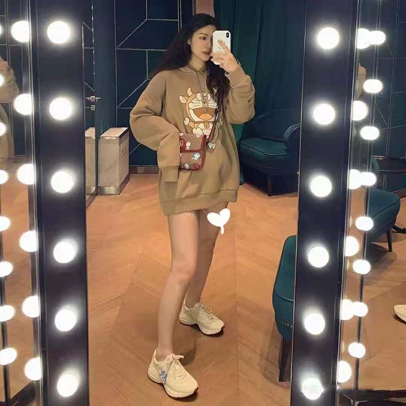 G*u*i women doraemon x G*u*i hooded sweatshirt cotton jersey oversized fit-brown