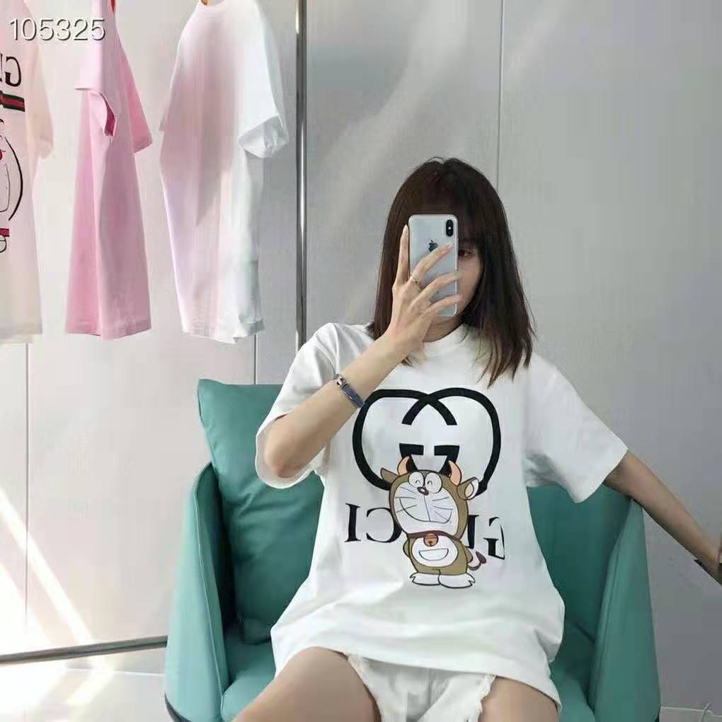 G*u*i women doraemon x G*u*i oversize t-shirt ivory cotton jersey crewneck