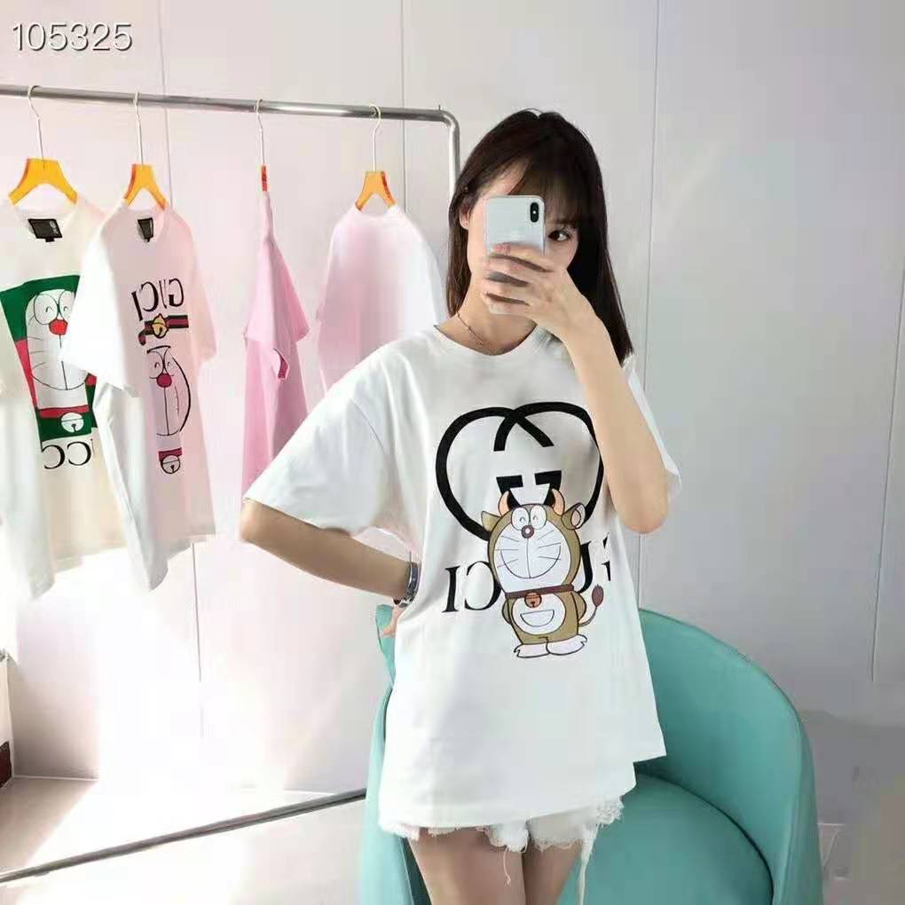 G*u*i women doraemon x G*u*i oversize t-shirt ivory cotton jersey crewneck