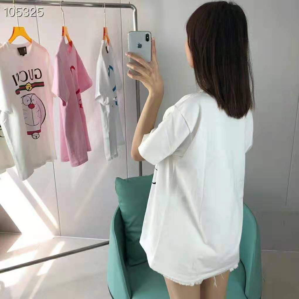 G*u*i women doraemon x G*u*i oversize t-shirt ivory cotton jersey crewneck
