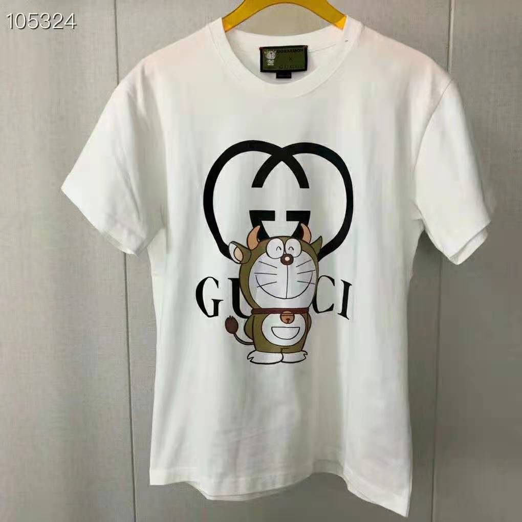 G*u*i women doraemon x G*u*i oversize t-shirt ivory cotton jersey crewneck