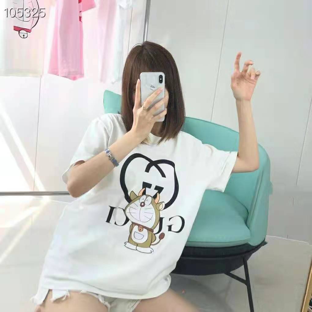 G*u*i women doraemon x G*u*i oversize t-shirt ivory cotton jersey crewneck