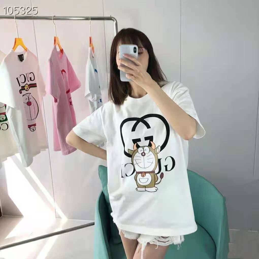 G*u*i women doraemon x G*u*i oversize t-shirt ivory cotton jersey crewneck